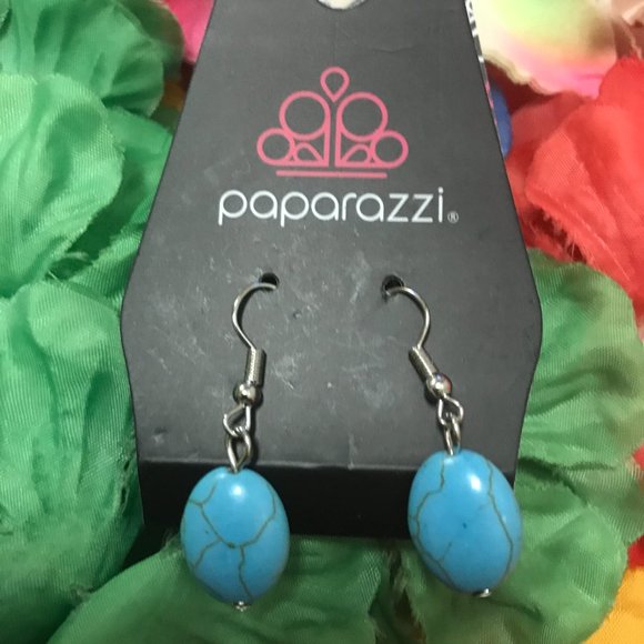Paparazzi Turquoise-like Hanging Earrings - Picture 9 of 16